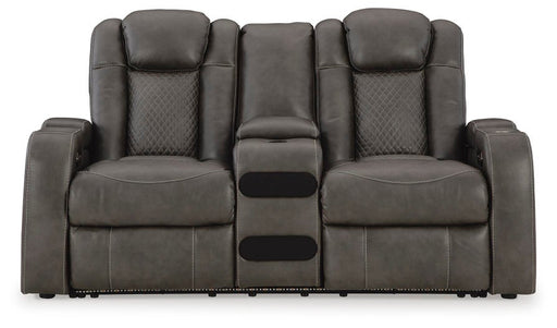 Fyne-Dyme Power Reclining Loveseat with Console - Plourde Furniture Co (Caribou, ME)