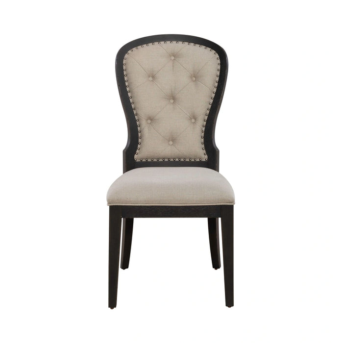 Americana Farmhouse Uph Tufted Back Side Chair - Black image