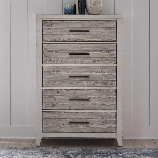 Backroads Drawer Chest in Weathered White/Parchment Brown image