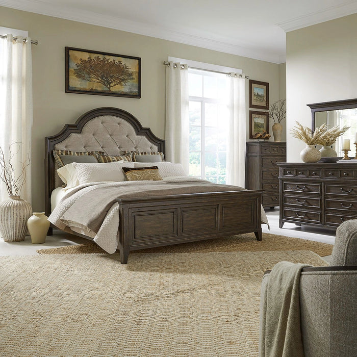 Paradise Valley King California Uph Bed, Dresser & Mirror, Chest image