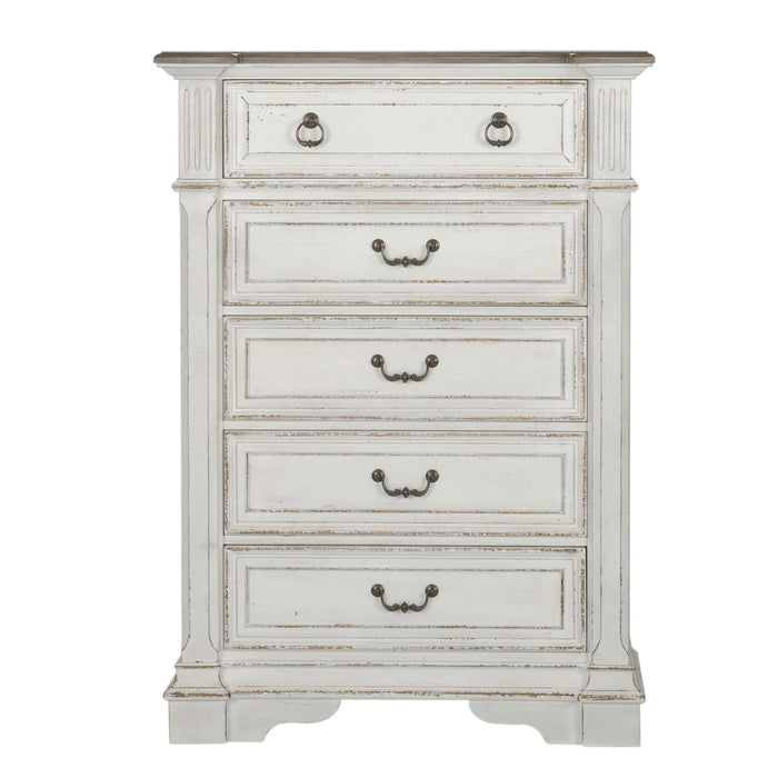 Abbey Park King California Panel Bed, Dresser & Mirror, Chest image