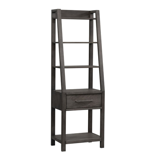 Modern Farmhouse Leaning Bookcase in Dusty Charcoal - Plourde Furniture Co (Caribou, ME)