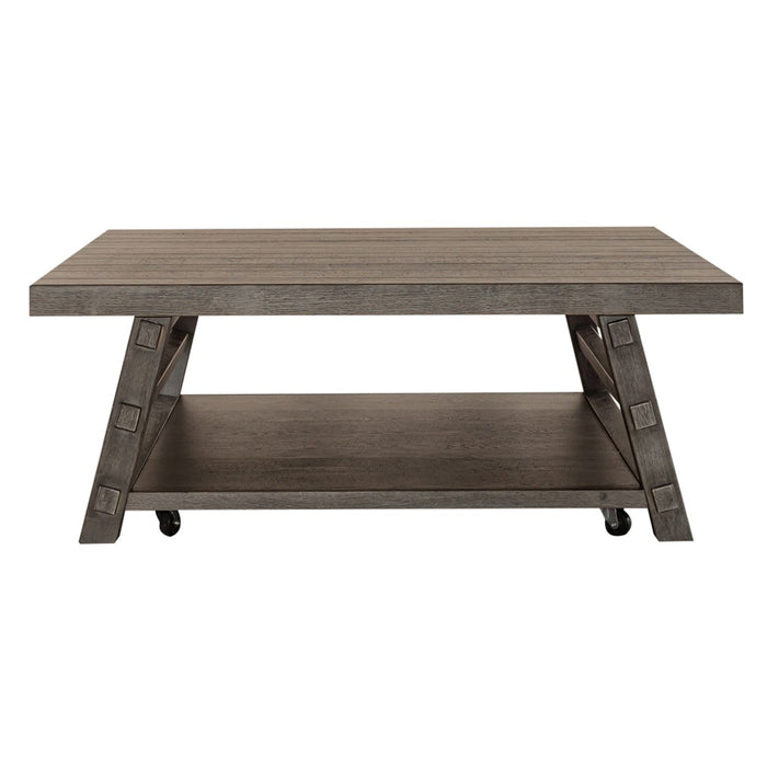Modern Farmhouse Oversized Square Cocktail Table - Plourde Furniture Co (Caribou, ME)