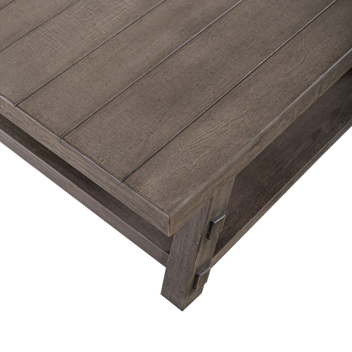 Modern Farmhouse Oversized Square Cocktail Table - Plourde Furniture Co (Caribou, ME)
