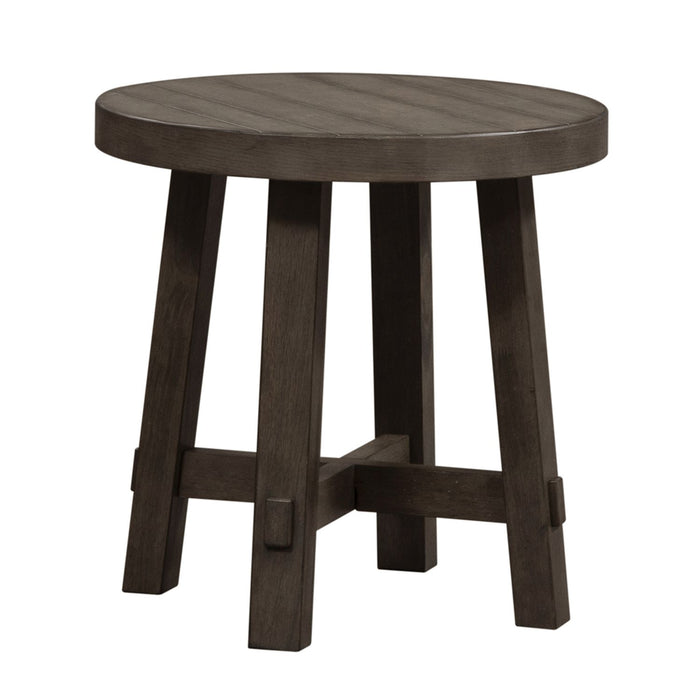 Modern Farmhouse Splay Leg Round End Table - Plourde Furniture Co (Caribou, ME)