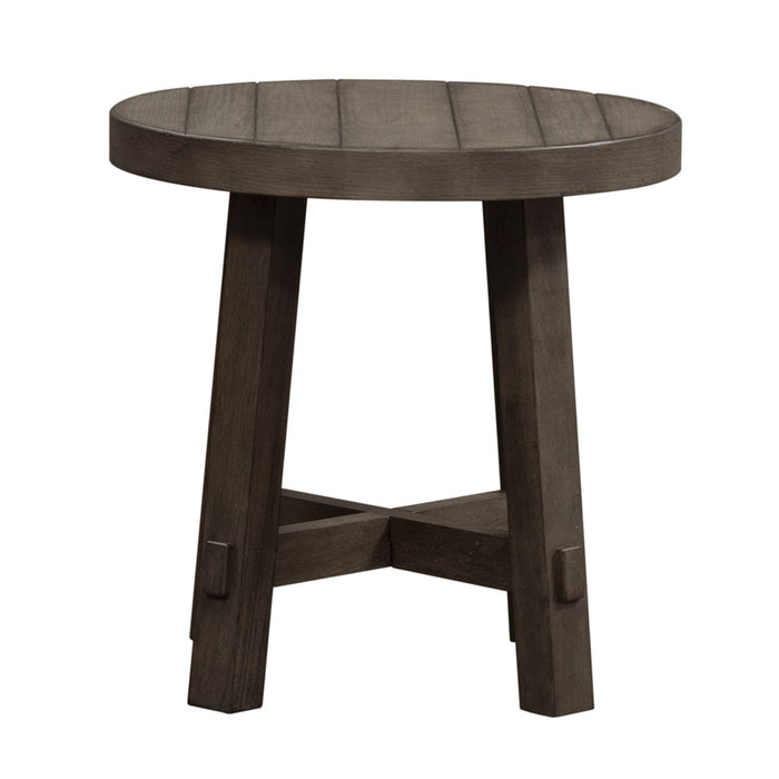 Modern Farmhouse Splay Leg Round End Table - Plourde Furniture Co (Caribou, ME)