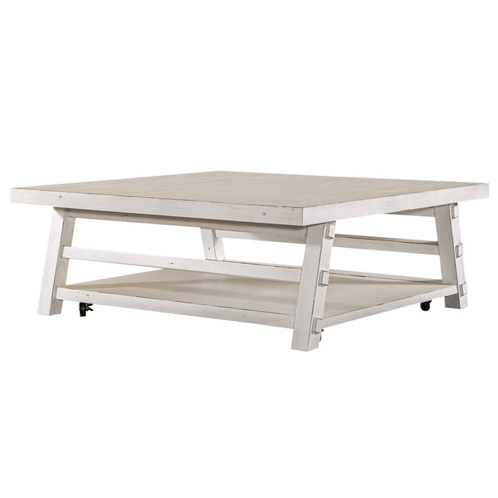 Modern Farmhouse Oversized Square Cocktail Table - Plourde Furniture Co (Caribou, ME)