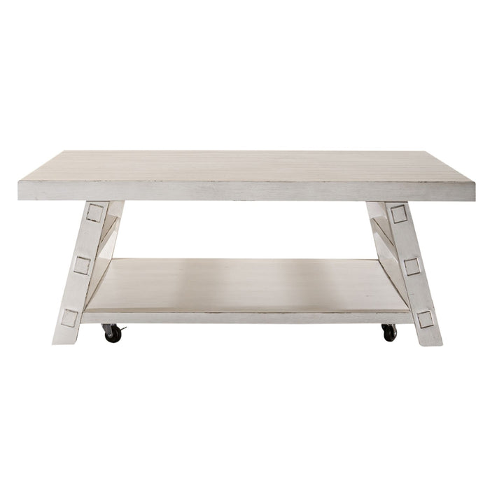 Modern Farmhouse Oversized Square Cocktail Table - Plourde Furniture Co (Caribou, ME)