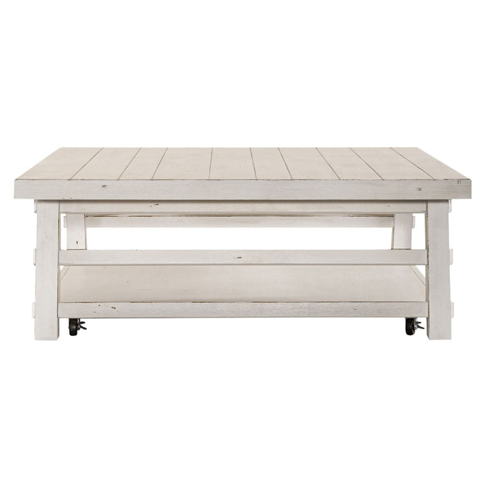 Modern Farmhouse Oversized Square Cocktail Table - Plourde Furniture Co (Caribou, ME)