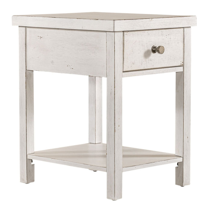 Modern Farmhouse Drawer Chair Side Table - Plourde Furniture Co (Caribou, ME)