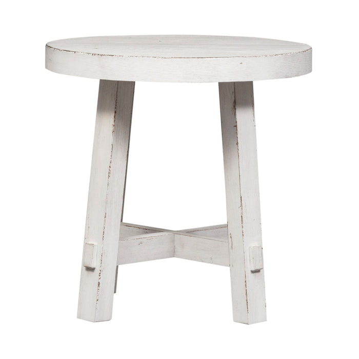 Modern Farmhouse Splay Leg Round End Table - Plourde Furniture Co (Caribou, ME)