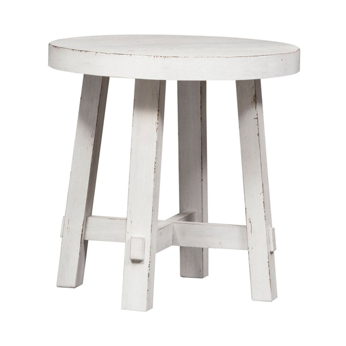 Modern Farmhouse Splay Leg Round End Table - Plourde Furniture Co (Caribou, ME)