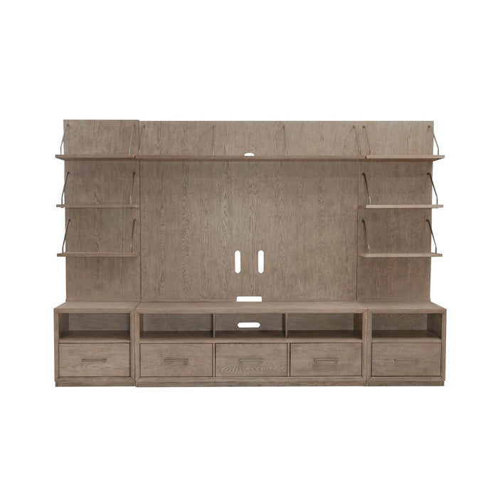 Liberty Furniture City Scape Entertainment Center with Piers in Burnished Beige