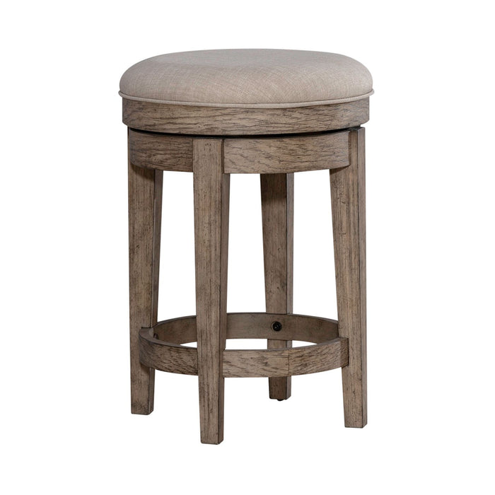 City Scape Upholstered Swivel Console Stool in White Oak Veneers - Plourde Furniture Co (Caribou, ME)