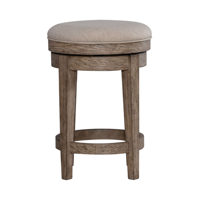 City Scape Upholstered Swivel Console Stool in White Oak Veneers - Plourde Furniture Co (Caribou, ME)