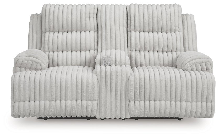 Rhines Falls Power Reclining Loveseat with Console - Plourde Furniture Co (Caribou, ME)