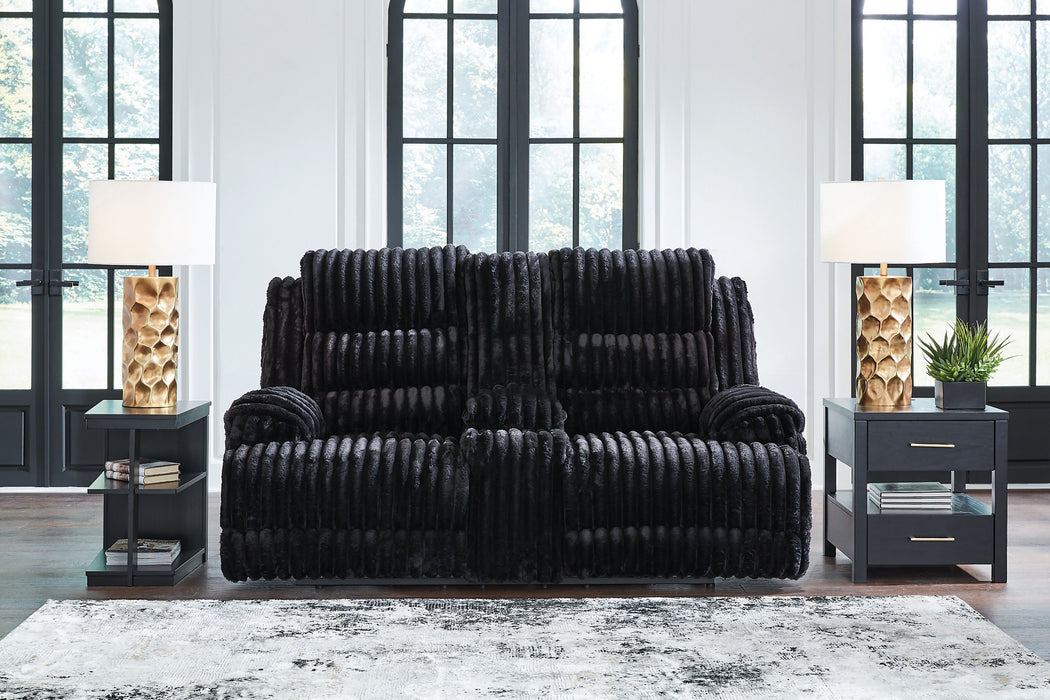 Rhine Falls Reclining Loveseat with Console - Plourde Furniture Co (Caribou, ME)
