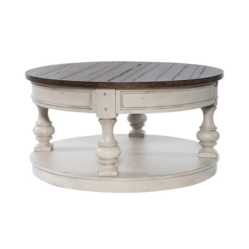 Morgan Creek Round Cocktail Table in Antique White - Plourde Furniture Co (Caribou, ME)
