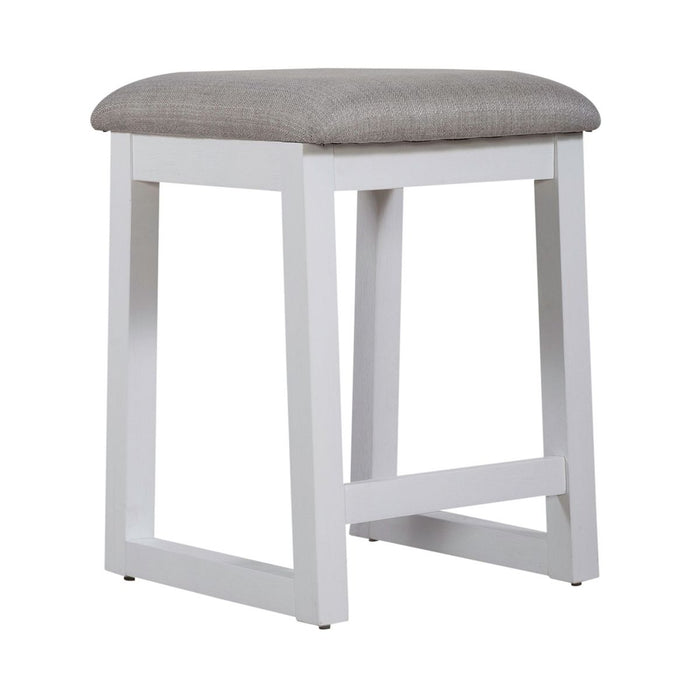 Liberty Furniture Palmetto Heights Upholstered Swivel Stool in Shell White & Driftwood