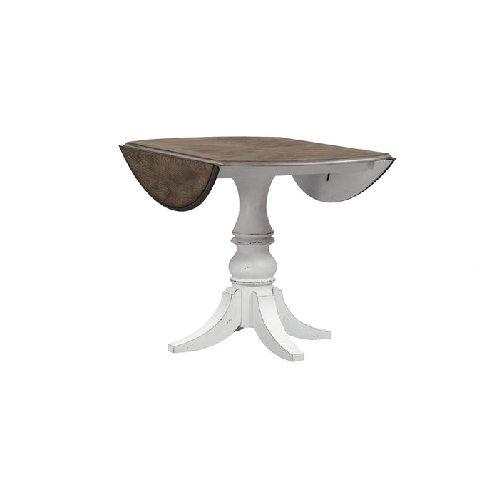 Magnolia Manor Drop Leaf Table in Antique White Base w/ Weathered Bark Tops image