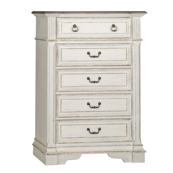 Abbey Park King Uph Sleigh Bed, Dresser & Mirror, Chest, Night Stand - Plourde Furniture Co (Caribou, ME)