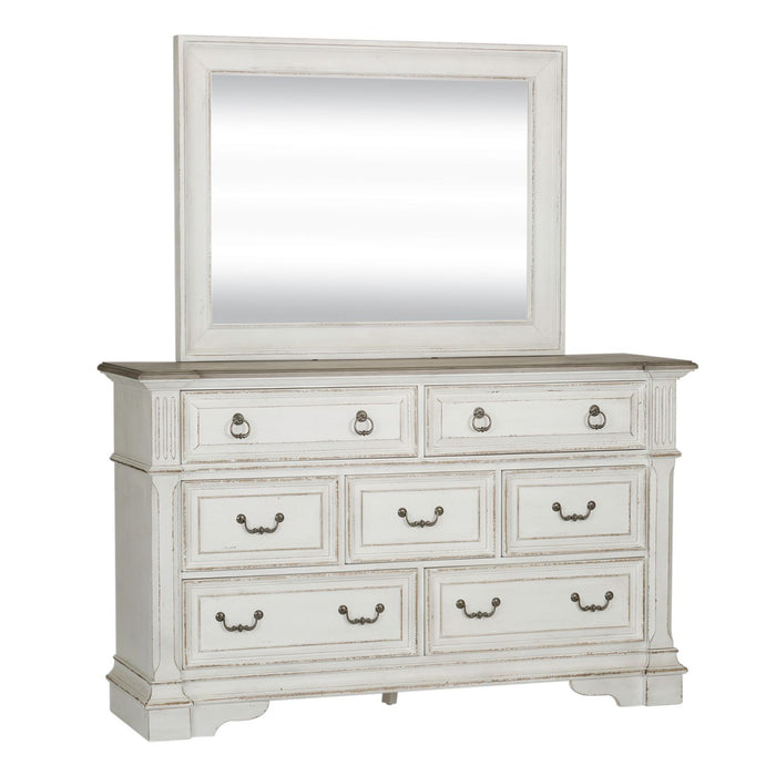 Abbey Park Queen Uph Sleigh Bed, Dresser & Mirror, Night Stand - Plourde Furniture Co (Caribou, ME)
