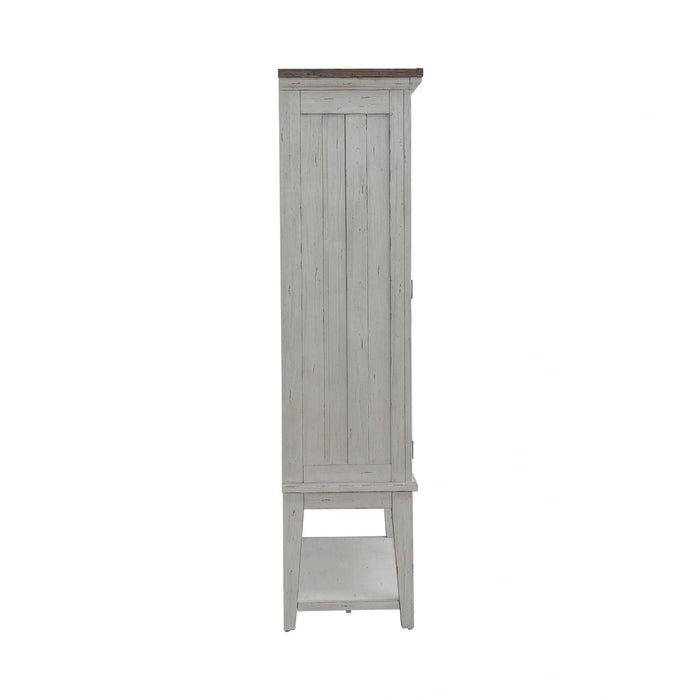 River Place Bar Cabinet in Riverstone White & Tobacco EST SHIP TIME APPX 4 WEEKS image
