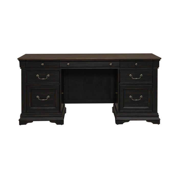 Liberty Furniture Meritage Junior Executive Desk in Aged Charcoal w/ Rub Thru/Caramel image