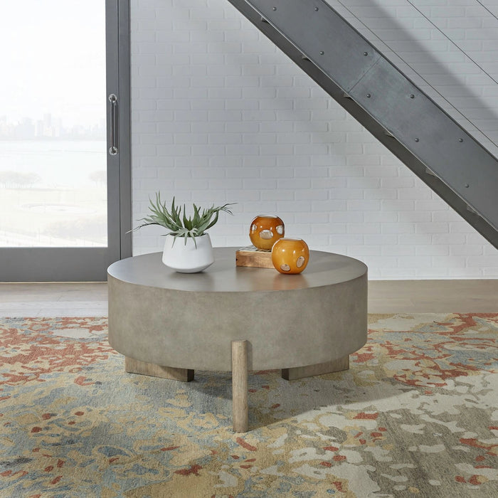 Affinity Round Cocktail Table in Dusty Taupe with Concrete Top image