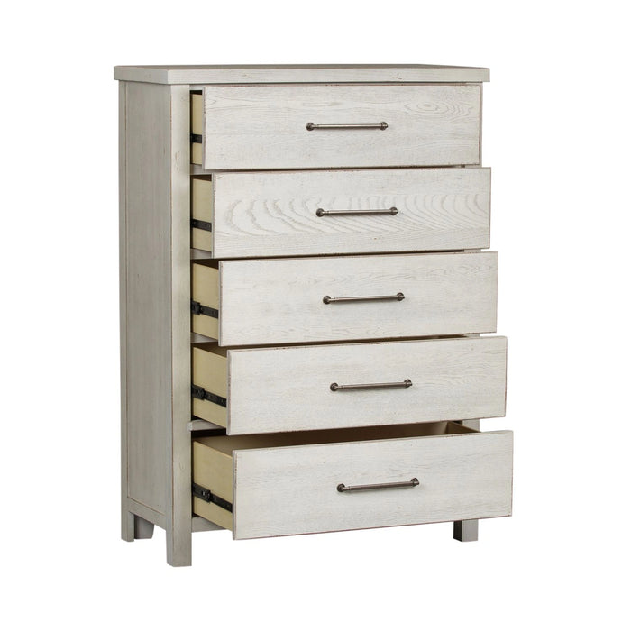 Modern Farmhouse 5 Drawer Chest in White image
