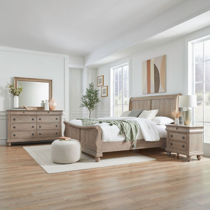 Rustic Traditions King Sleigh Bed, Dresser & Mirror, Night Stand image
