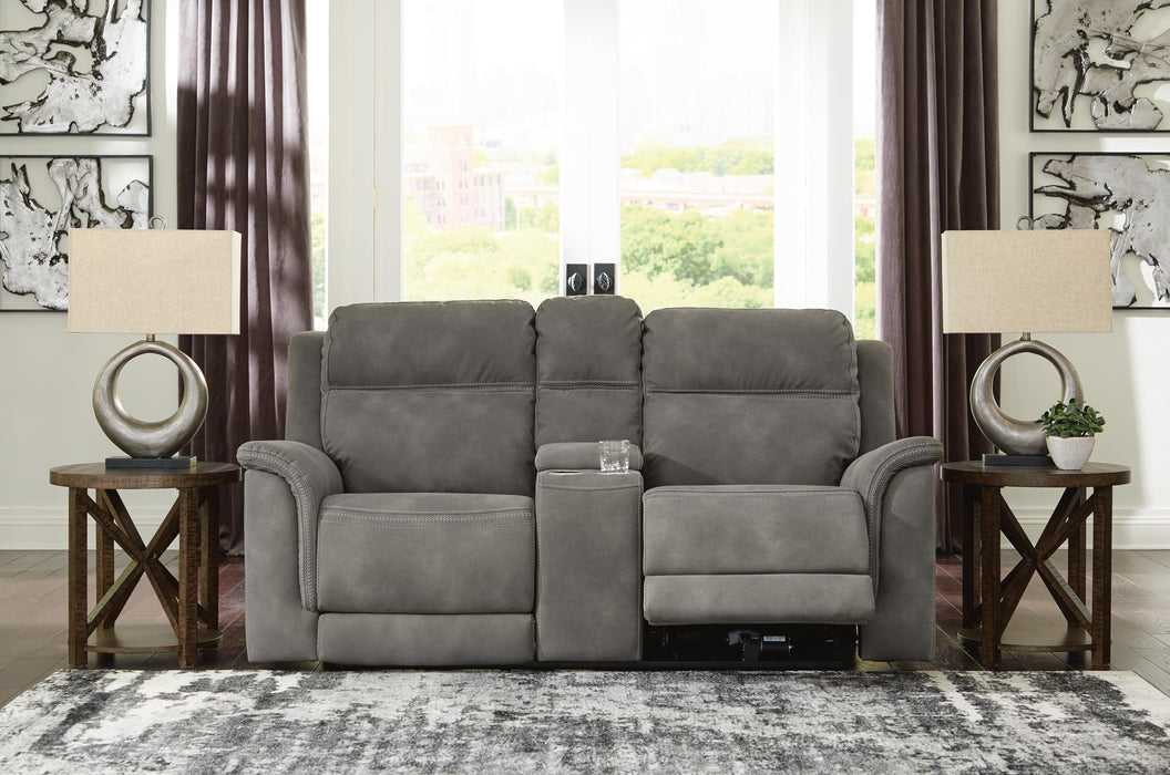 Next-Gen DuraPella Power Reclining Loveseat with Console - Plourde Furniture Co (Caribou, ME)