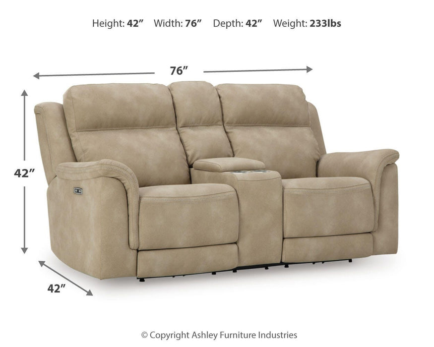 Next-Gen DuraPella Power Reclining Loveseat with Console - Plourde Furniture Co (Caribou, ME)