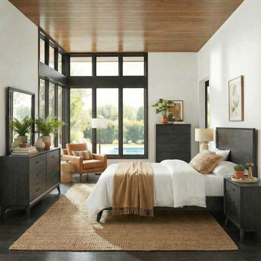 Century Modern Queen Platform Bed, Dresser & Mirror, Chest, Night Stand image