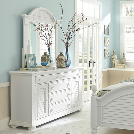 Summer House I King Panel Bed, Dresser & Mirror, Night Stand - Plourde Furniture Co (Caribou, ME)