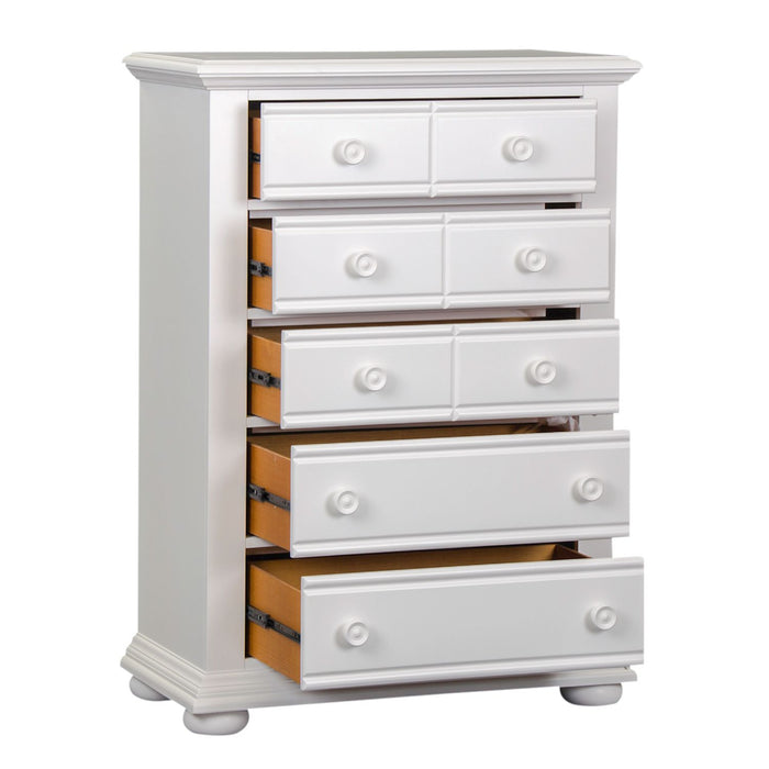 Summer House 5 Drawer Chest in White - Plourde Furniture Co (Caribou, ME)