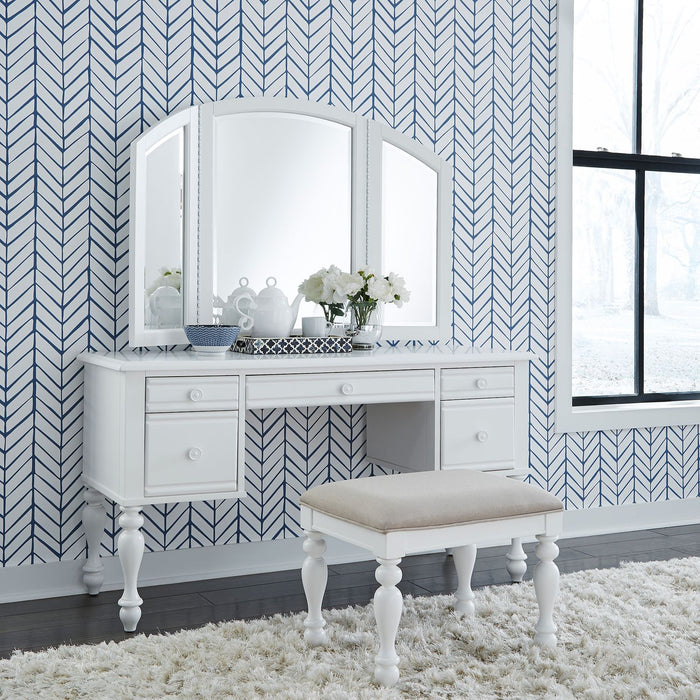 Summer House I Vanity Stool in Oyster White - Plourde Furniture Co (Caribou, ME)