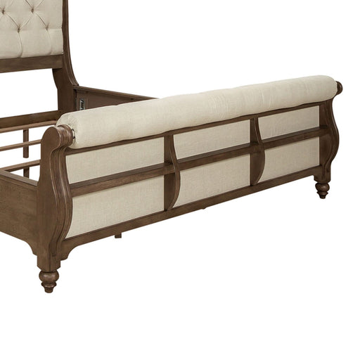 Americana Farmhouse Queen Sleigh Bed in Dusty Taupe - Plourde Furniture Co (Caribou, ME)