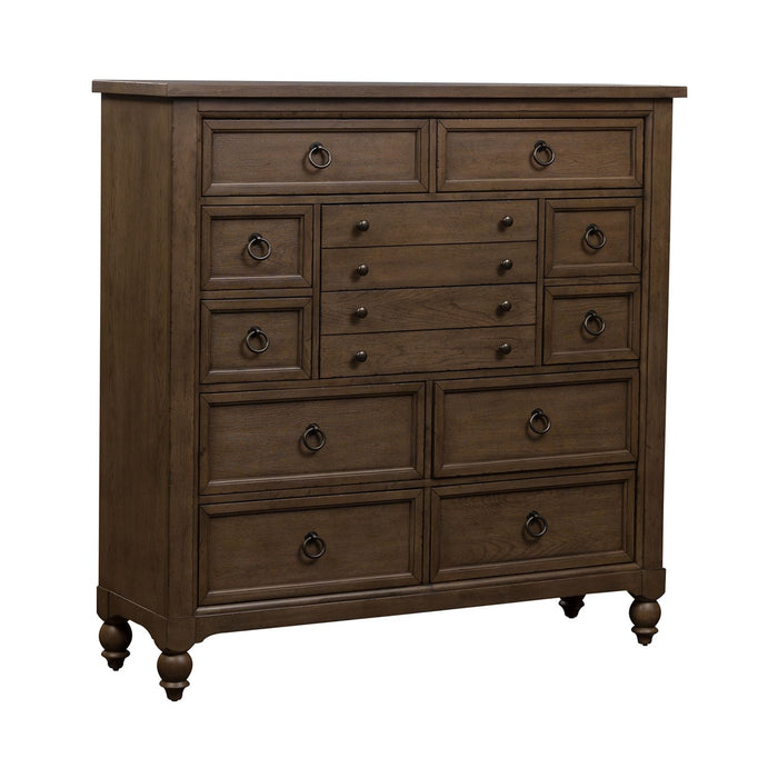 Americana Farmhouse 12 Drawer Chesser in Dusty Taupe and Black - Plourde Furniture Co (Caribou, ME)