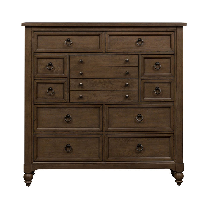 Americana Farmhouse 12 Drawer Chesser in Dusty Taupe and Black - Plourde Furniture Co (Caribou, ME)