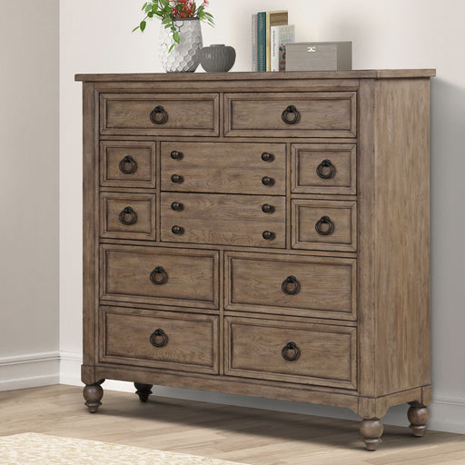 Liberty Furniture Americana Farmhouse 12 Drawer Chesser in Dusty Taupe and Black image