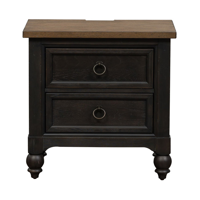 Americana Farmhouse 2 Drawer Nightstand in Black - Plourde Furniture Co (Caribou, ME)