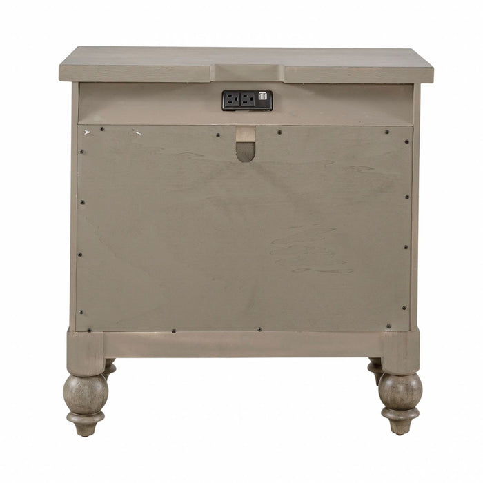 Americana Farmhouse 2 Drawer Nightstand in Dusty Taupe and Black - Plourde Furniture Co (Caribou, ME)