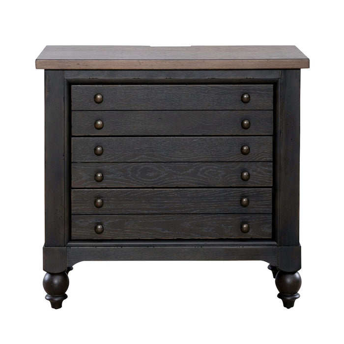 Americana Farmhouse 6 Drawer Bedside Chest in Black - Plourde Furniture Co (Caribou, ME)