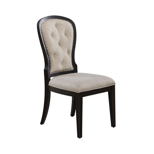 Americana Farmhouse Uph Tufted Back Side Chair - Black - Plourde Furniture Co (Caribou, ME)