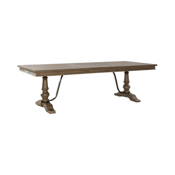 Americana Farmhouse Optional 6 Piece Trestle Table Set - Plourde Furniture Co (Caribou, ME)