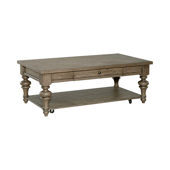 Liberty Furniture Americana Farmhouse Rectangular Cocktail Table in Dusty Taupe image