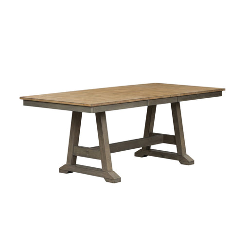 Lindsey Farm Trestle Dining Table in Gray and Sandstone - Plourde Furniture Co (Caribou, ME)