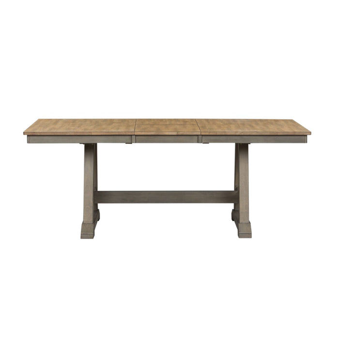 Lindsey Farm Trestle Dining Table in Gray and Sandstone - Plourde Furniture Co (Caribou, ME)