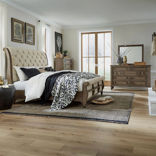 Americana Farmhouse Queen Sleigh Bed, Dresser & Mirror, Chest image